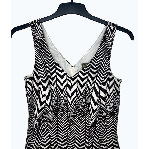 Taylor Womens Sleeveless Chevron Stripe Fit Flare Dress Size 6 - Picture 13 of 16